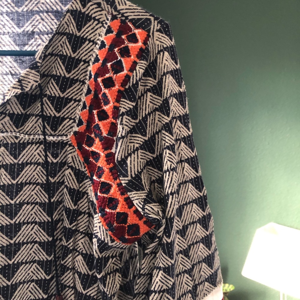 Embroidered 3/4-Sleeve Lucky Brand Blouse